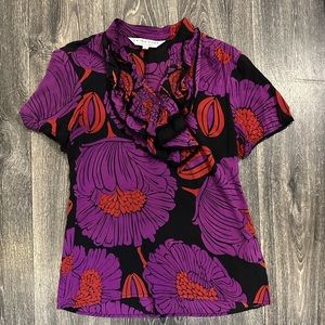 Trina Turk Small short sleeve ruffle floral top